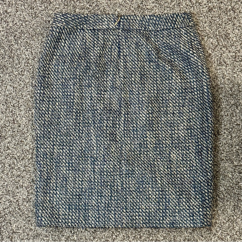 Calvin Klein Blue and White Metallic Threaded Tweed Pencil Skirt - Picture 8 of 8